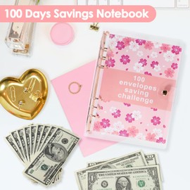 ALLOMN 100 Envelopes Budget Planner Binder, A5 Planner Money Envelopes Envelope Method Cash Stuffing Start Set Budget Planner Money Organiser Savings Book with Films for Financial Planner Saving