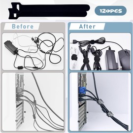 120Pcs Reusable Cable Ties Straps 6 * 1.2" Wire Ties Strap, Multi-Purpose Cable Management Cord Organizer, Adjustable Tidy Zip Ties Replacement for Computer, Electronics, Home, Office