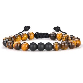 M MOOHAM Birthday Gifts for Men Bracelets - Tiger Eye Bracelet Men Beaded Bracelets for Men Gifts for Men Who Want Nothing Unique Gifts for Teen Boys
