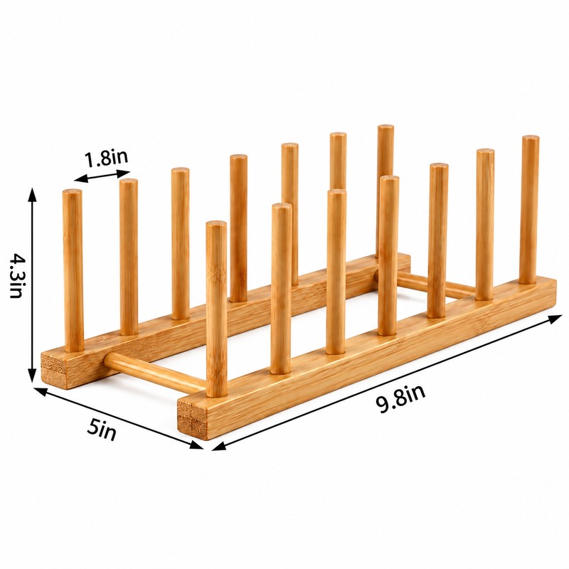 Bamboo Dish Drying Rack for Kitchen Countertop Organization – Reusable
