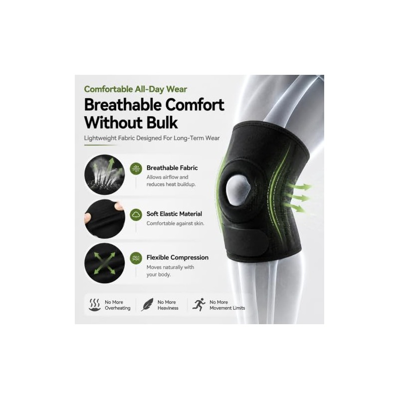 2 Pack Knee Support Brace Spring Compression Sleeve for Men