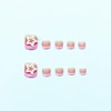 24Pcs Short Press on Toenails Square Pink French Tip Toenail