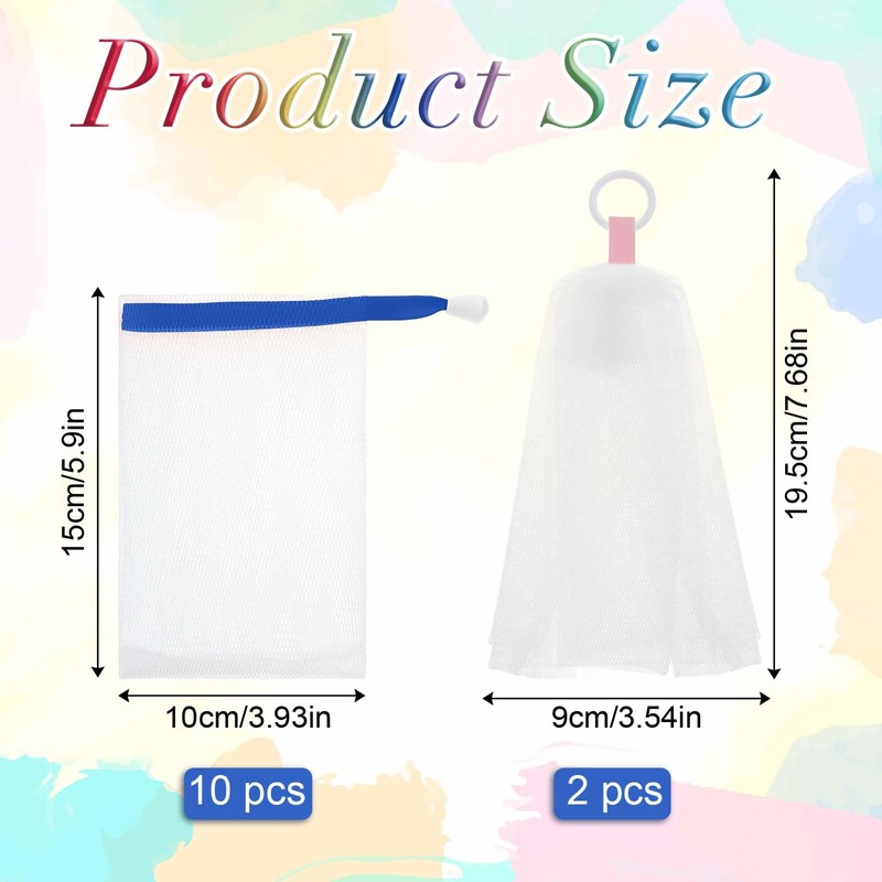 10 PCS Soap Bags and 2 PCS Face Foaming Net,