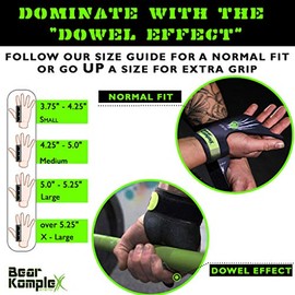 Bear KompleX Black Diamond 3 Hole Hand Grips for at-Home Workouts Like Pull-ups, Weightlifting, WODs with Wrist Straps, Comfort and Support, Hand Protection from Rips and Blisters for Men and Women