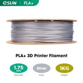 eSUN PLA+ Filament 1.75mm, 3D Printer Filament PLA Plus, Dimensional Accuracy +/- 0.03mm, 1KG Spool (2.2 LBS) 3D Printing Filament for 3D Printers, Silver
