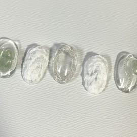 ˡᴬᴺᵀᶤˡ Pebble Handmade Nail Tips - Short Oval XS / ˡᴬᴺᵀᶤˡ 조약돌 수제네일 팁 - 숏오발XS