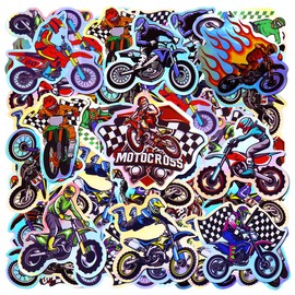 100pcs Holographic Dirt Bike Waterproof Vinyl Stickers - Cool Motocross Bike Decor & Party Favors for Goodie Bag, Water Bottle, Classroom Prizes