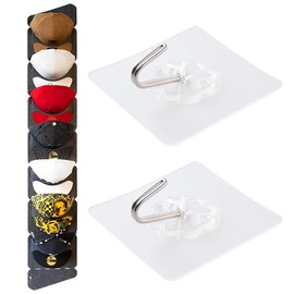 EIROVYA Cap Holder Wall, Baseball Cap Holder, Single Row Foldable Cap Holder Wall with 7 Pockets, Baseball Cap Holder Organiser Storage for Baseball Caps, Door Back Panel Cap Holder