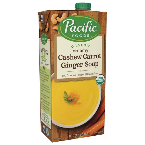 Pacific Foods Organic Cashew Carrot Ginger Soup, 32oz, 12-pack
