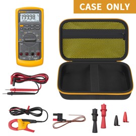 Comecase Hard Carrying Case for Fluke 87-V/ 88V/ 15B+/ 17B+ and More Digital Multimeter, Protective Travel Storage Bag - Black + Yellow Pocket