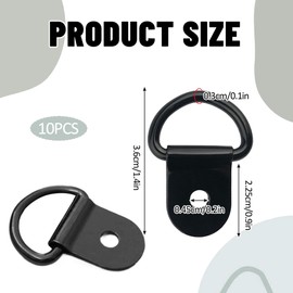 10PCS D Rings Heavy Duty Lashing Ring Black Tie Cown Anchor D Tie Down Rings Stainless Steel Retaining Ring Hook Load Anchor D Ring for Cargo Safety in Trucks, Boats, Vans and Trailers
