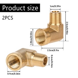90 Degree Elbow Fitting, 1/8" NPT Male Pipe to 1/8" NPT Female Forged Pipe Fitting, 90 Degree Brass Street Elbow Hose Fitting Adapter