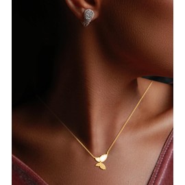 Vxddy Women's Necklace Women Delicate Butterfly Pendant Trendy Necklaces 18K Gold-Plated Sterling Silver Jewellery, Gold