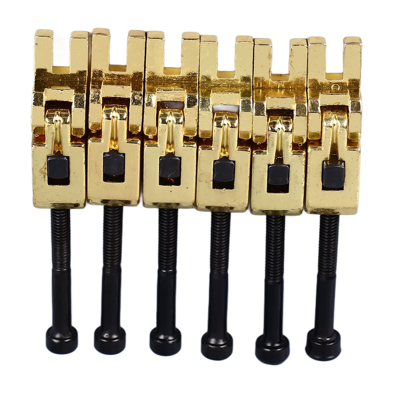 6Pcs Electric Guitar Bridge Saddle Double Locking Tremolo Metal Roller