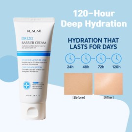 KLALAB DR120 Barrier Cream – 120-Hour Hydration with 5 Ceramides & Hyaluronic Acid – Fragrance-Free Moisturizer for Sensitive Skin – Clinically Tested, Non-Comedogenic, 3.4oz