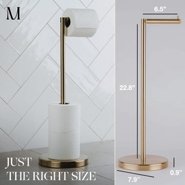 MARMOLUX ACC Free Standing Toilet Paper Holder Stand with Storage for 4 Rolls of Toilet Tissue for Bathroom, Stainless Steel Luxury Brushed Gold, 1pc - Bathroom Sets - Toilet Paper Storage