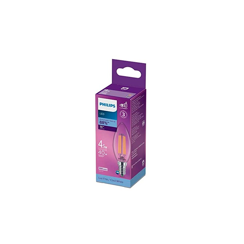 Philips LED Foco Filamento B11 base E14 luz fría