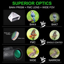 Allkeys Monocular 16x55 Telescope Adults with Tripod-HD Monocular Day & Low Night Vision