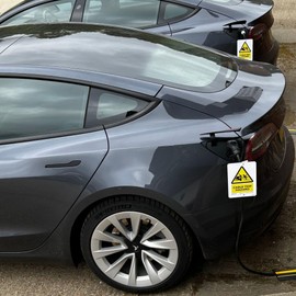 Edion EV Cable Trip Hazard Warning Sign – Attaches to EV Charging Cable - Prevent Pavement Trip Hazard – Safety Sign for EV Charger