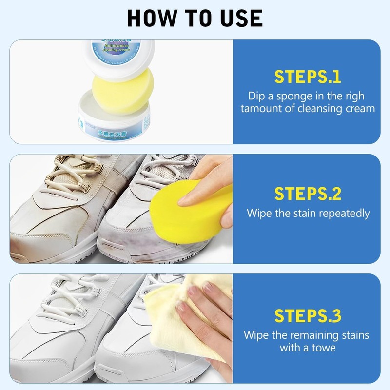 2PCS Multi-Functional Cleaning and Stain Removal Cream,Multi Purpose with Sponge,