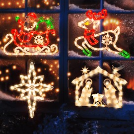 LAMPHOME 19Inch Bethlehem Star Light,Christmas Polaris Decoration Lights,Christmas Window Silhouette Lights,Double Side Sign Lamp Decoration for Holiday Indoor Wall Door Glass Decorations