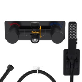 RV Shower Faucet with Hose and shower Head, All Metal Camper Shower Faucet, Outside Shower Valve RV Shower Head for RV, Motorhome, Camper (Black)