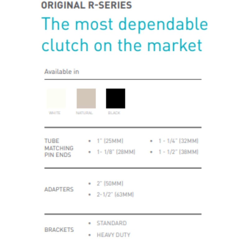 Rollease R16 Roller Shade Clutch for 1.5" Tube, White