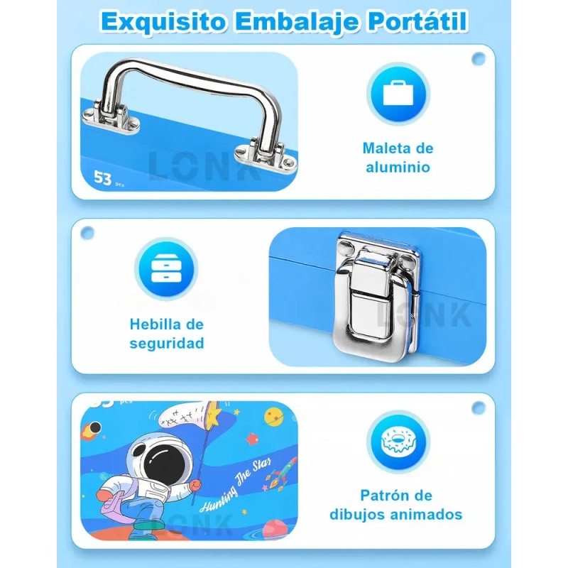 Set de Acuarelas y Acrílicas Lonk 53 Piezas con Marcadores,
