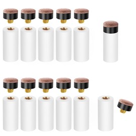 Pool Cue Tips 12 Pcs, 12mm Screw-in Billiard Cue Stick Ferrules, Wear-Resistant Brown Leather Rod ​Pool Stick Tips Billiard Accessories Replacement Kit