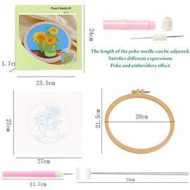 8-Piece Punch Needle Set Sunflower Embroidery (with Instructions) Cute Cartoon Pattern Embroidery Set for Beginners Suitable for Christmas Gifts and Decoration