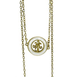 Handmade Necklace with Fleur de Lis Laser Cut Charm Pendant on 17 Inch Stainless Steel Gold Plated Chain with 2 Inch extension and Lobster Claw Clasp