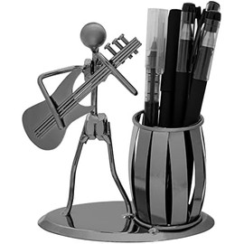 WSAMJIN Guitar Pen Holder, Metal Pencil Holder Creative Desktop Pen Holder Desktop Accessories for Gifts, Kids, Students, and Office Stationary