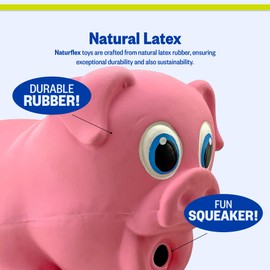 PetSport Naturflex Tiny Tots Pig Toy - Durable & Long-Lasting, Non-Toxic Material, Internal Squeaker, Rubber Toy for Dogs, Ideal for Interactive Play and Engagement