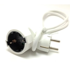 1m 3680W 16A 230V 3x1.5mm Extension Lead White H05VV-F.BL