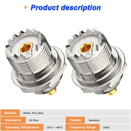 Xiatiaosann SO239 Bulkhead Plug, PL259 Female Nut Bulkhead Panel Mount Straight Connector, UHF Handle Deck Clip Solder Coax Adapter for Test Equipment, for CB Radio (5 Pack)