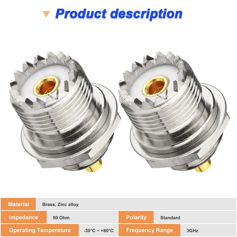 Xiatiaosann SO239 Bulkhead Plug, PL259 Female Nut Bulkhead Panel Mount