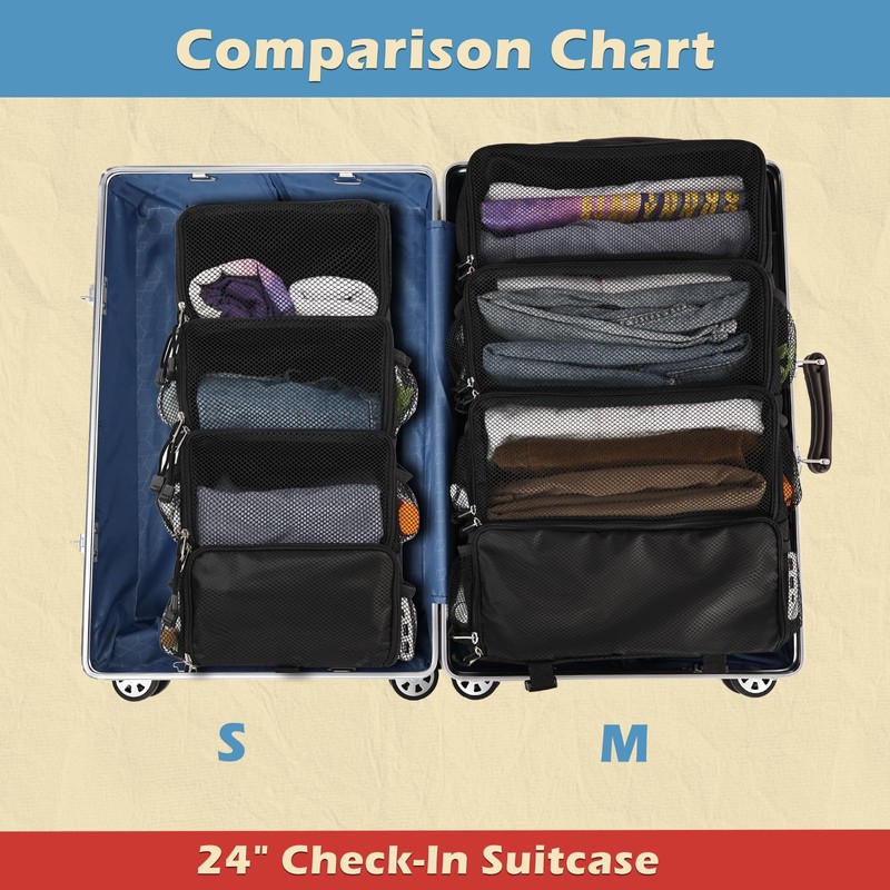 Surblue Travel Hanging Packing Cubes with 2 Hooks Hanging Shelves