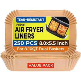 250Pcs 8x5.5 Inch Air Fryer Liners Disposable for Dual Basket, Rectangular