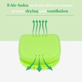 Genco Dental Retainer Case with Vent Holes - Orthodontic container for holding retainers, aligner, night-guard/mouth-guard. Small and Durable retainer case (1 Pack, Green)