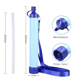 Camping Water Filter Personal Water Purification Straw Portable Outdoor Survival Water Purification Kit 0.01 Micron Emergency Gear for Outdoor Hiking, Camping, Travel and Emergency Preparedness