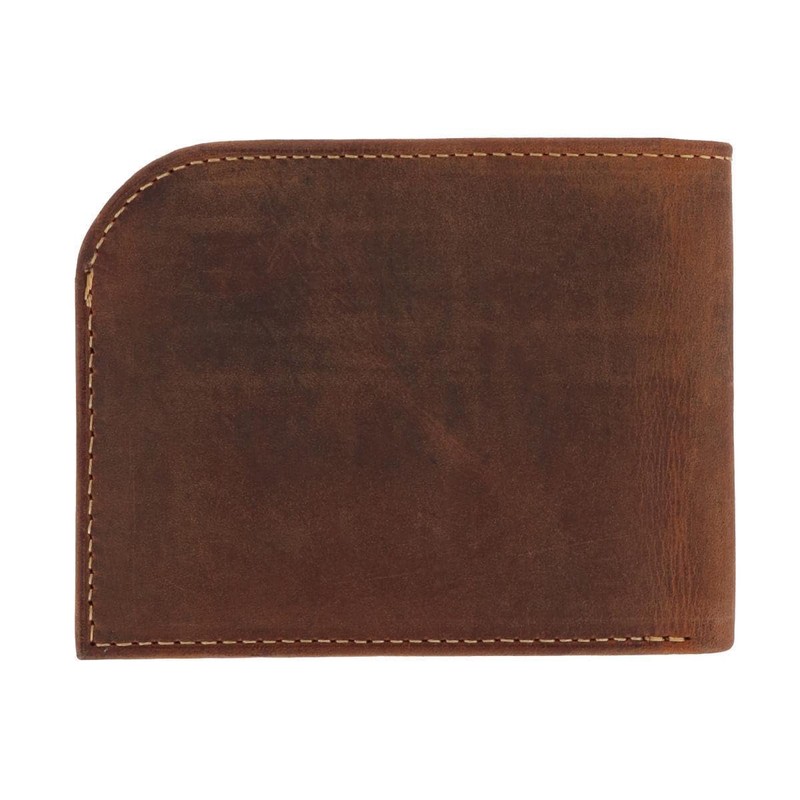 Men's Vintage Hunter Leather Curved Front Pocket Wallet, charcoal