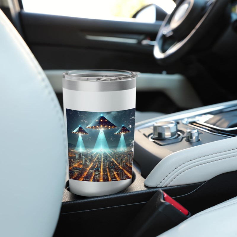 UFOs Hovering Over the City Stainless Steel Insulated Tumbler