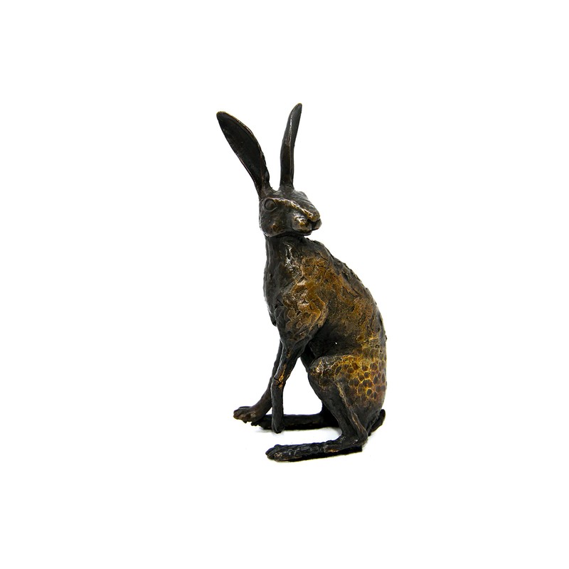 Hot Cast Solid Bronze Watching Hare