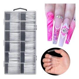 Soft Gel 240 Tips Uñas Postizas Acrílicas Diferentes Modelos Color Transparente Cuadrado