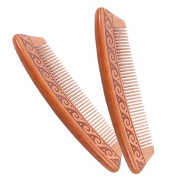 TOVINANNA 2pcs Wooden Hair Comb Small Hair Cutting Comb Static Natural Wood for Women Men Lightweight Detangling Gift