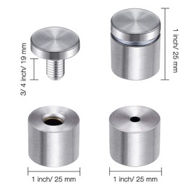 Pelopy 8 Pcs Sign Standoff Screws Advertising Screws Stainless Steel Wall Standoff Mounts Glass Acrylic Nail (1 x 1 Inch)