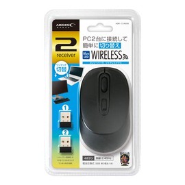 HIDISC Wireless Mouse Black Connects to 2 PCs for Easy Switching with 2 Receivers