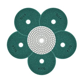 QUEFORET Diamond Polishing Pads Grit 800-6 Pieces Wet Polishing Discs 100 mm for Granite Marble Quartz Artificial Stone for Angle Grinder