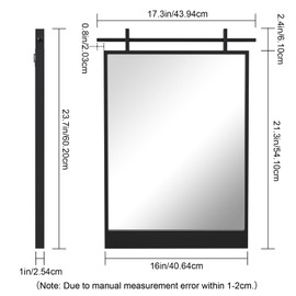 GIFTTROVE Farmhouse Barn Door Mirror, 24"x16" Metal Bathroom Vanity Mirror for Over Sink, Rustic Black Decorative Wall Mirrors for Entryway, Living Room