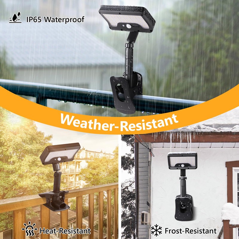 Clip On Solar Lights Outdoor with Motion Sensor, 360°Rotatable &